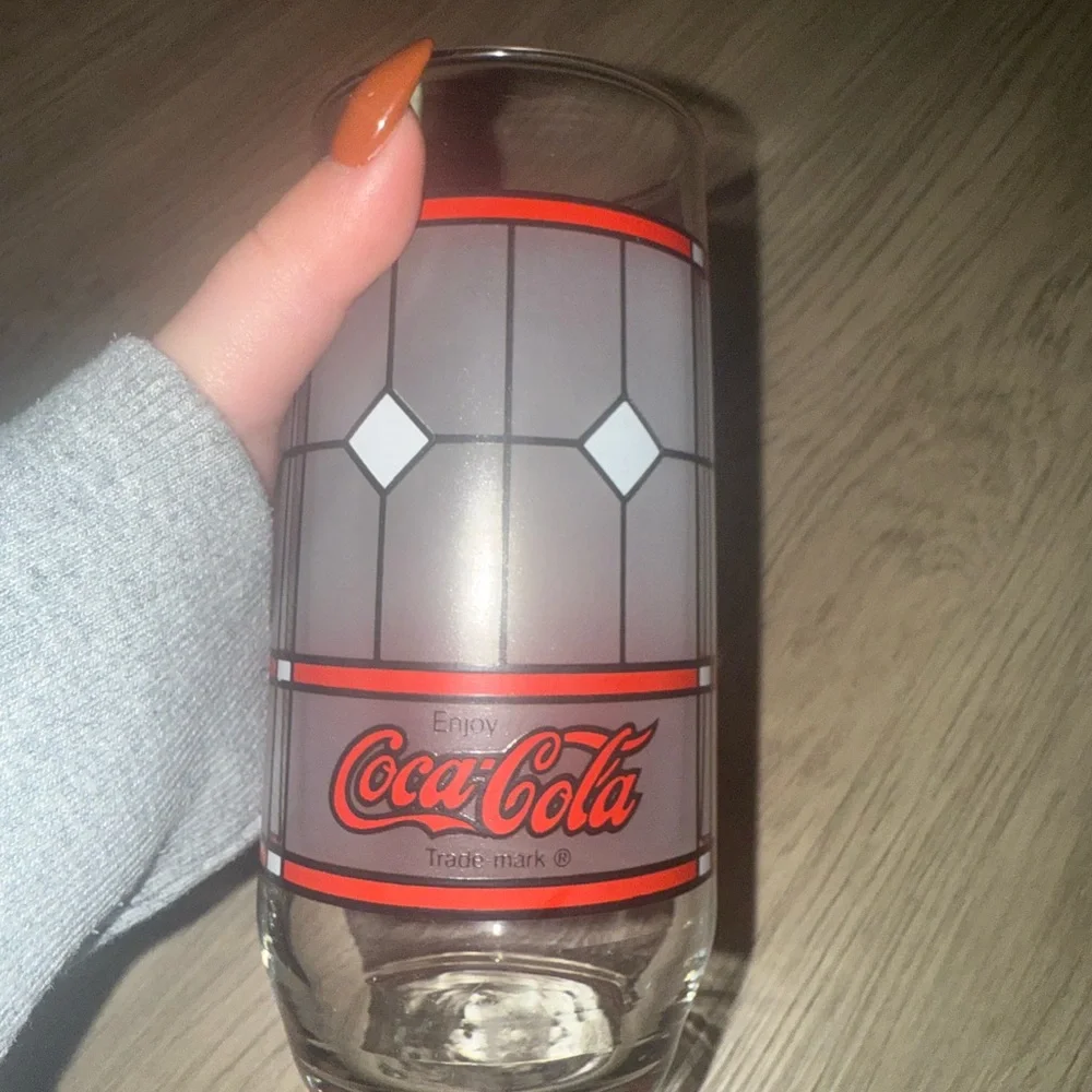 Coca-Cola Glass with Red and White‎ Pattern
